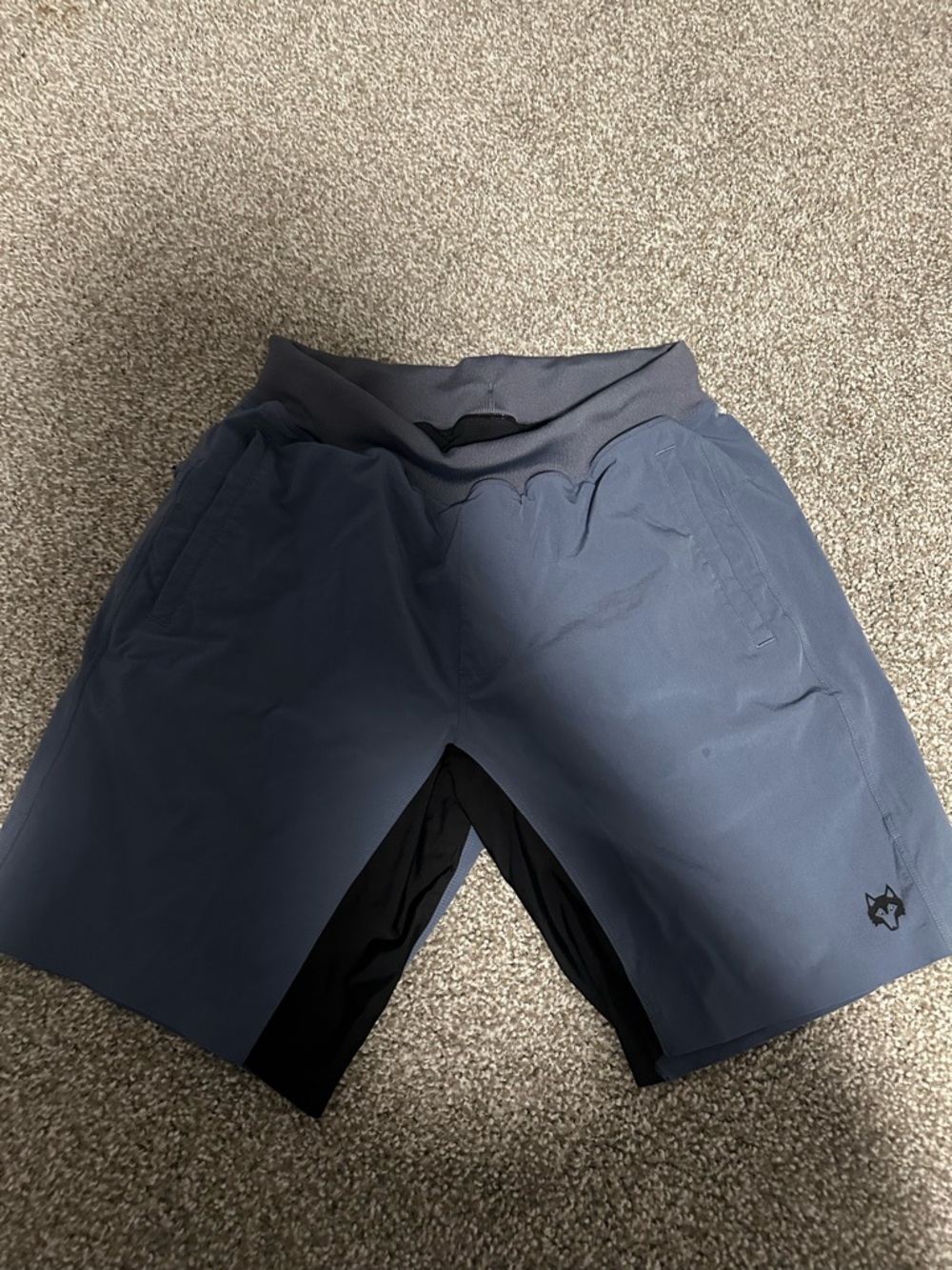 Men's Athletic Two-Layer Shorts in Slate Blue with Black Liner